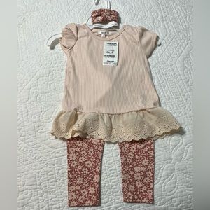 Tahari Pink Pant Set with headband size 4